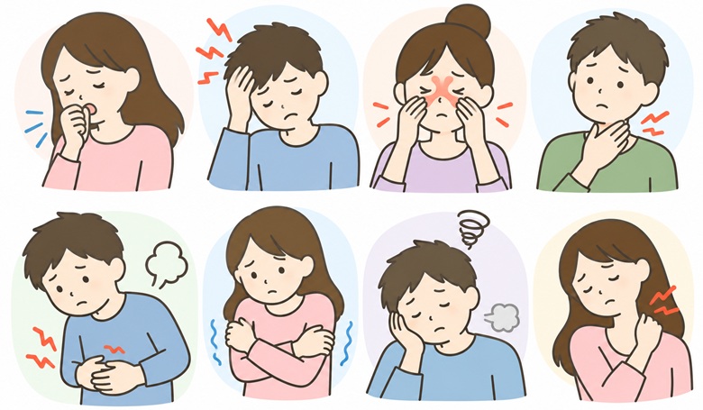 後鼻漏のある方が、ほかにも抱えやすい不調